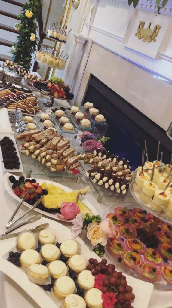 Dessert buffet spread at The Commons 1854 wedding