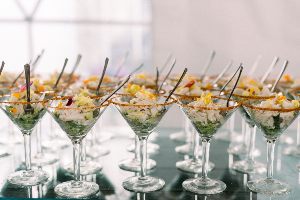 Ceviche in martini glasses — hors d'oeuvres at The Commons 1854